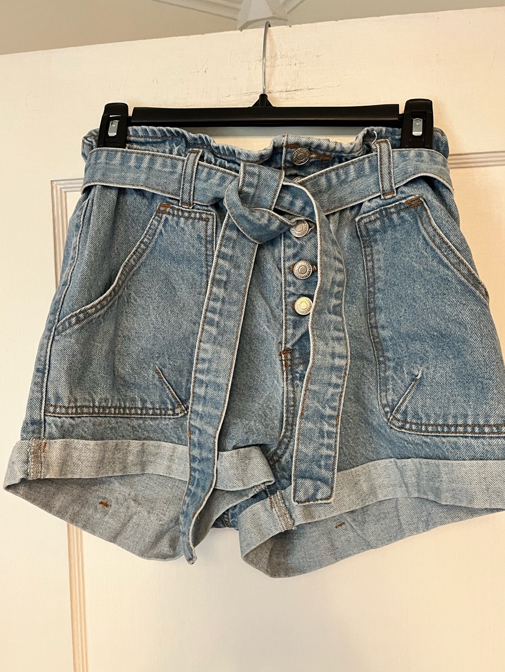 Signature Light Blue Denim Jean Shorts with Belt